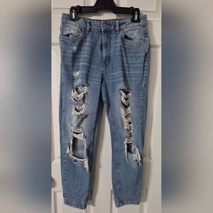 Women's Aeropostale Mom Distressed Blue Jeans Size 4